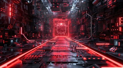 High Tech Lab, Surrounded by various electronic devices and monitors displaying complex data. Technology design background concept