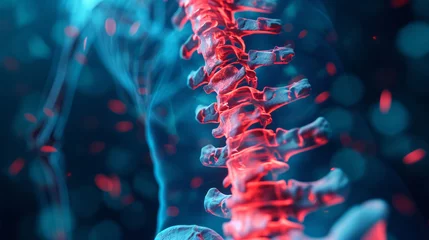 Fotobehang Human Spine XRay 3D render, red and blue colors © standret
