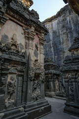 Kailasa Temple in the Ellora Caves complex in the Aurangabad District of Maharashtra, India. - 722852992