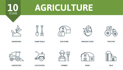 Agriculture set icon. Editable icons agriculture theme such as gardening, egg farm, tractor and more.