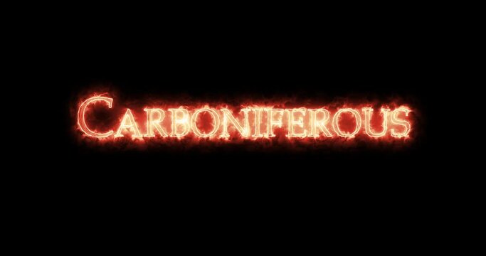 Carboniferous, geologic period, written with fire. Loop