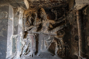Ellora Caves are a rock-cut cave complex located in the Aurangabad District of Maharashtra, India. - 722854168
