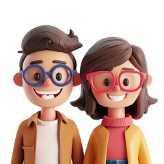 Fototapeta premium Smiling cartoon people portrait, cut out - stock png.