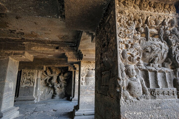Ellora Caves are a rock-cut cave complex located in the Aurangabad District of Maharashtra, India. - 722854904