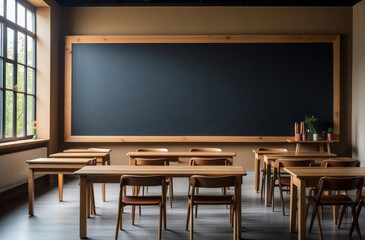 empty school board, blackboard chalkboard in the classroom