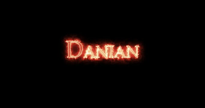 Danian, stage of the Paleocene Epoch, written with fire. Loop