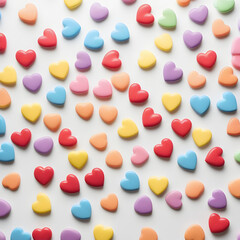 a lot of different colored hearts on a white surface