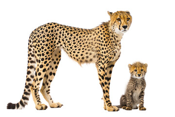 Large and small cheetah, cut out - stock png.