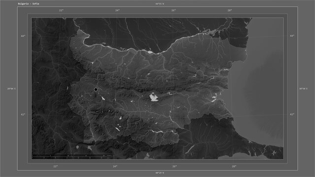 Bulgaria composition. Grayscale elevation map