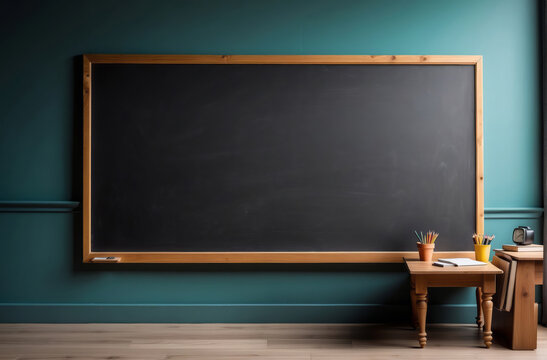 empty school board, blackboard chalkboard in the classroom