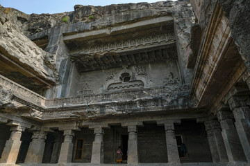 Ellora Caves are a rock-cut cave complex located in the Aurangabad District of Maharashtra, India. - 722856932