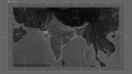 India composition. Grayscale elevation map © zelwanka