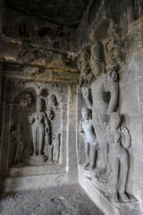 Ellora Caves are a rock-cut cave complex located in the Aurangabad District of Maharashtra, India. - 722857175