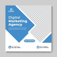 Corporate digital marketing agency social media post design square web banner template