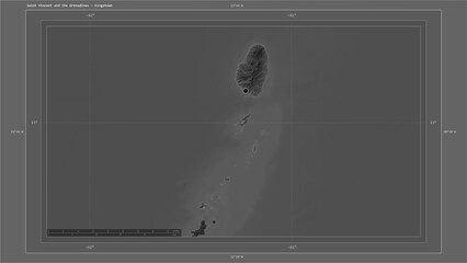 Saint Vincent and the Grenadines composition. Grayscale elevation map - obrazy, fototapety, plakaty