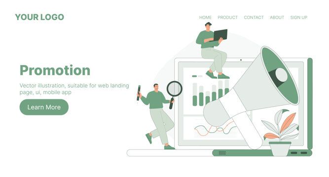 Promotion. Flat Cartoon Vector Illustration.