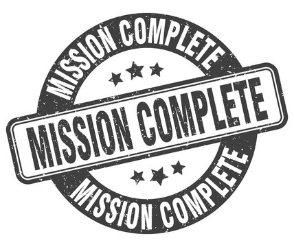 mission complete stamp. mission complete label. round grunge sign
