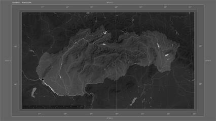Slovakia composition. Grayscale elevation map
