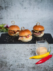 small slider burgers with chilli mayonnaise 