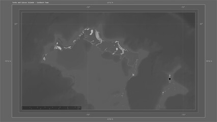 Turks and Caicos Islands composition. Grayscale elevation map