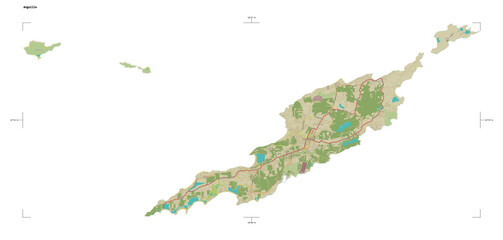 Anguilla shape isolated on white. OSM Topographic Humanitarian style map
