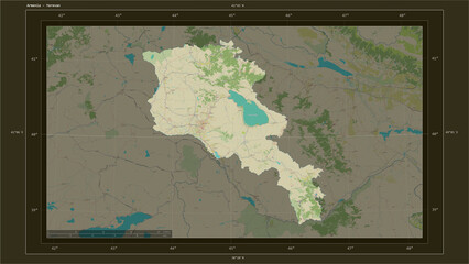 Armenia composition. OSM Topographic Humanitarian style map