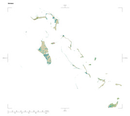 Bahamas shape isolated on white. OSM Topographic Humanitarian style map