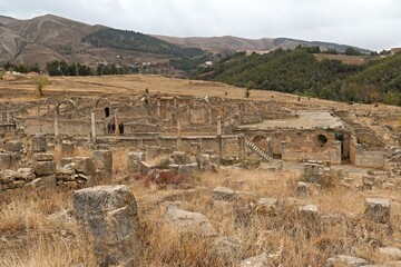 View of the ruins of the Roman city of Djemila.The city was inhabited from 1.-6. century AD. Today it is on the UNESCO World Heritage List. Algeria. Africa.