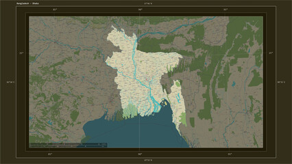 Bangladesh composition. OSM Topographic Humanitarian style map