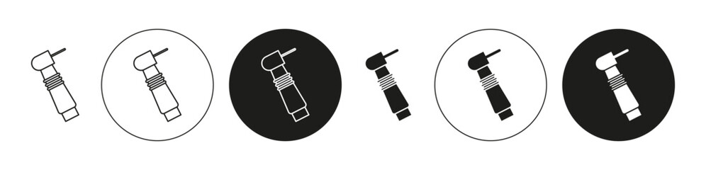 Dental drill outlined icon contour line vector. Dental drill flat and simple set design