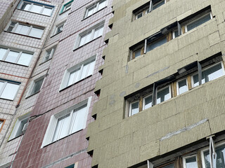 Insulation of external walls of the apartment building and facade cladding
