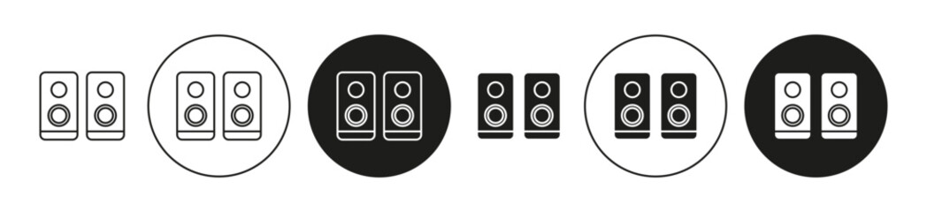 Fototapeta premium Two Stereo Speakers outlined icon contour line vector. Two Stereo Speakers flat and simple set design