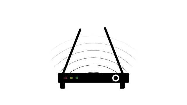 Wi-fi router icon animated on a white background.