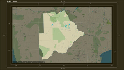 Botswana composition. OSM Topographic Humanitarian style map