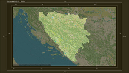 Bosnia and Herzegovina composition. OSM Topographic Humanitarian style map
