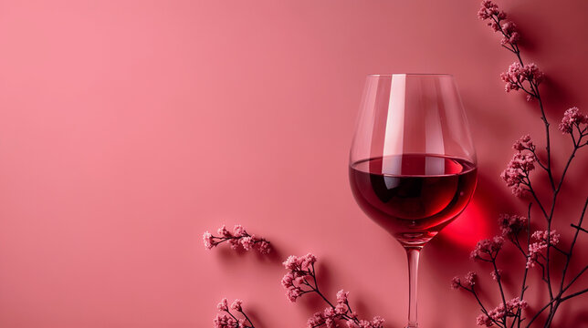 glass of wine with flowers