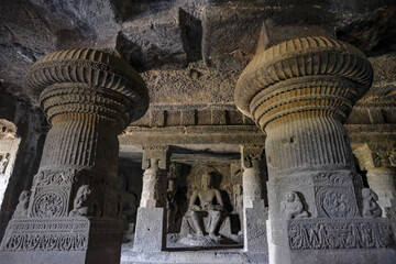 Ellora Caves are a rock-cut cave complex located in the Aurangabad District of Maharashtra, India. - 722860734