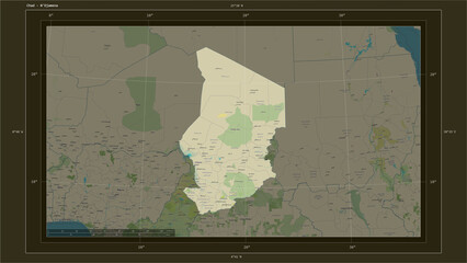 Chad composition. OSM Topographic Humanitarian style map