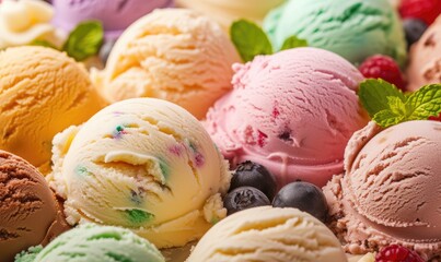 various delicious ice creams. 