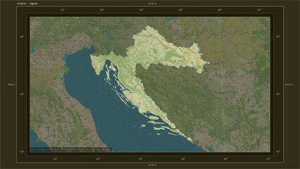 Croatia composition. OSM Topographic Humanitarian style map