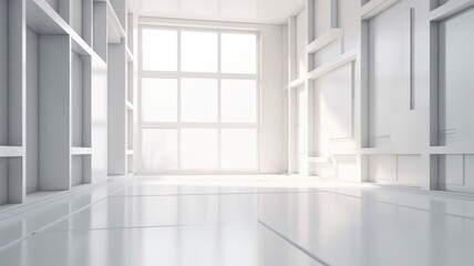 Fototapeta premium minimal white empty living room interior render