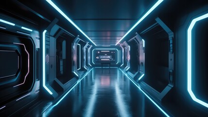 Obraz premium futuristic electric neon laser beam gaming passage concept
