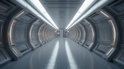 glowing white led light stripes in indoor corridor