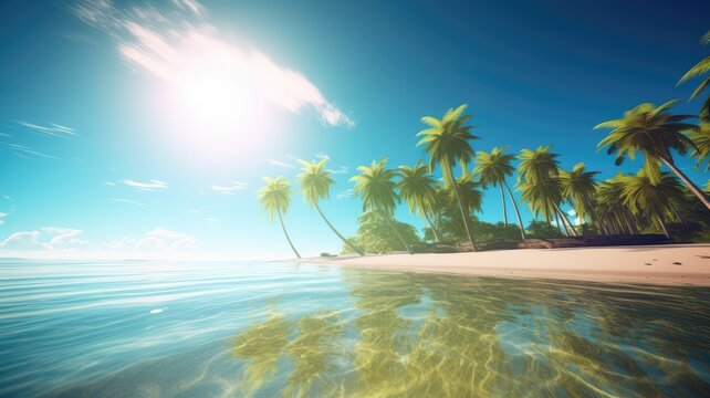 natural paradise white sand beach landscape with coconut tree