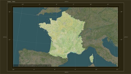France composition. OSM Topographic Humanitarian style map