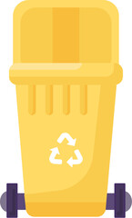 Opened transportable container with lid for storing, recycling and sorting used household organic waste. Empty trash can with recycle sign for food grocery leftovers. Simple cartoon vector