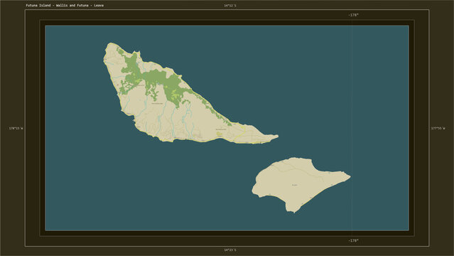 Futuna Island - Wallis and Futuna composition. OSM Topographic Humanitarian style map