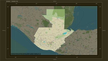 Guatemala composition. OSM Topographic Humanitarian style map
