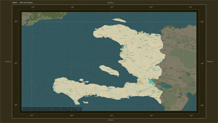 Haiti composition. OSM Topographic Humanitarian style map