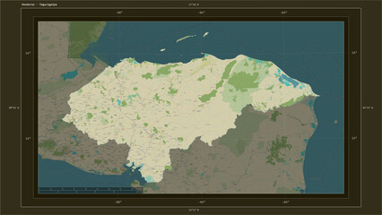 Honduras composition. OSM Topographic Humanitarian style map